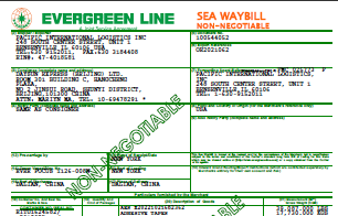 《海運進(jìn)口提單》(樣(yàng)例)