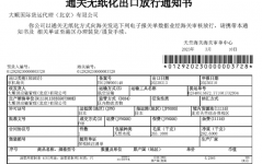 通關無紙化出口放行通知書(樣(yàng)例)